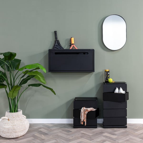 Crni metalni preklopni/viseći ormarić za cipele 76x38x18 cm Sportiva – Spinder Design-image-1