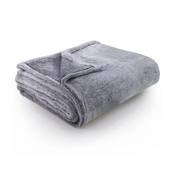 Sivo-plava deka od mikrovlakana DecoKing Fluff Charcoal, 220 x 240 cm