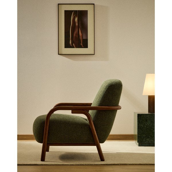 Tamno zelena fotelja od šenila Sylo – Kave Home-image-1