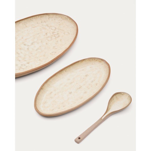 Bež keramički tanjuri u setu 3 kom za serviranje Zunel – Kave Home-image-2