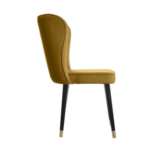 Blagovaonska stolica boje senfa sa zlatnim detaljima JohnsonStyle Odette French Velvet-image-1
