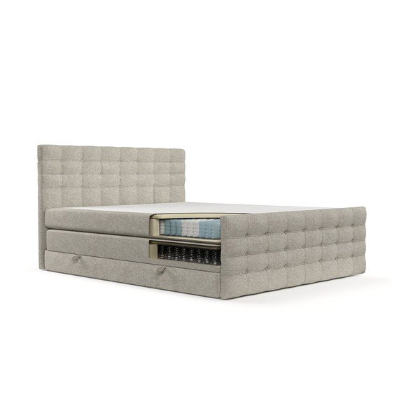Bež boxspring krevet s prostorom za pohranu 200x200 cm Blend – Maison de Rêve-image-3