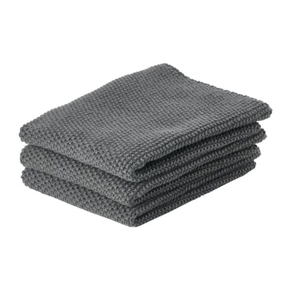 Set od 3 antracit pamučne kuhinske krpe Zone Garro, 27 x 27 cm