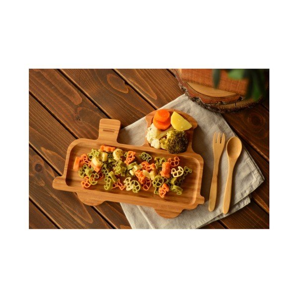 Set dječjih tanjura u obliku vlaka i pribor za jelo od bambusa Bambum-image-1