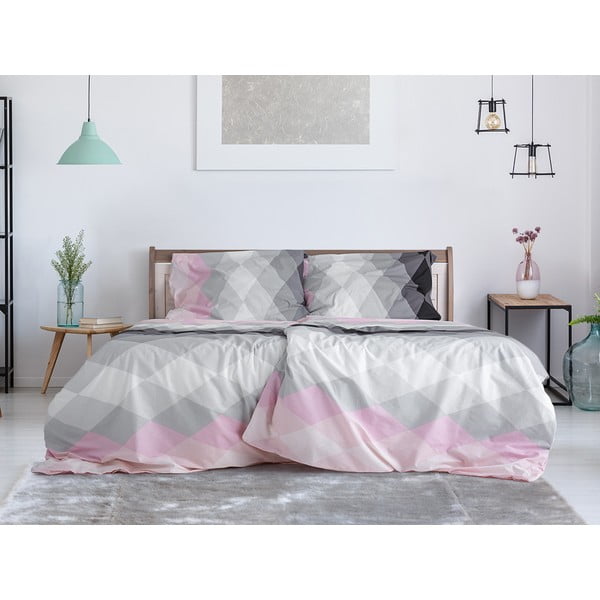 Ružičasto-siva posteljina za krevet za jednu osobu od krepa 140x200 cm Top Class – B.E.S.