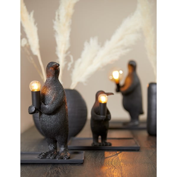 Mat crna stolna lampa (visina 24 cm) Penguin – Light & Living-image-2