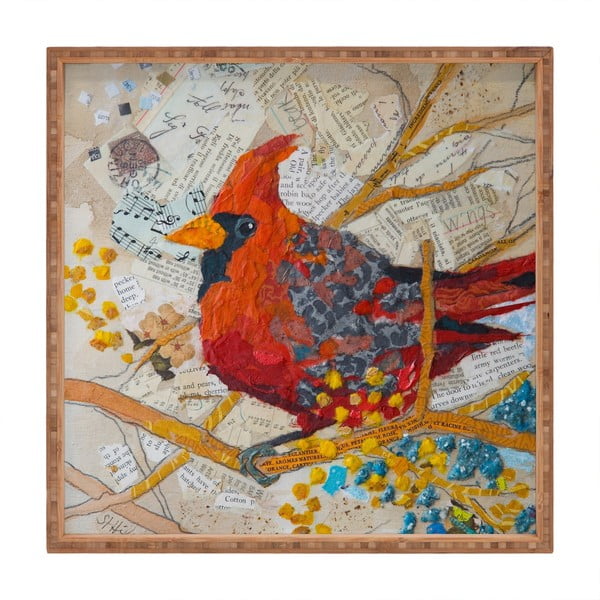 Drveni ukrasni poslužavnik Bird, 40 x 40 cm