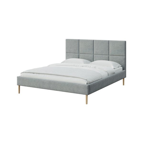 Sivi tapecirani bračni krevet s podnicom 160x200 cm Alano – MESONICA