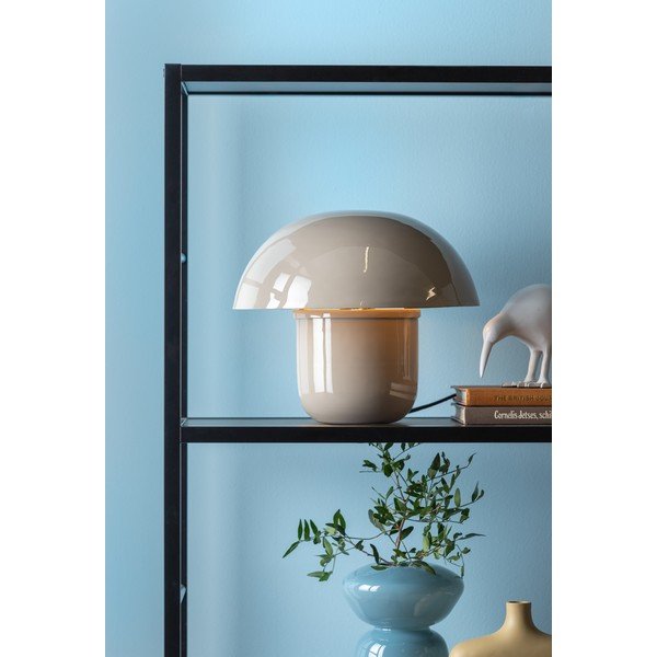 Siva stolna lampa s metalnim sjenilom (visina 25 cm) Fat Mushroom – Leitmotiv-image-1