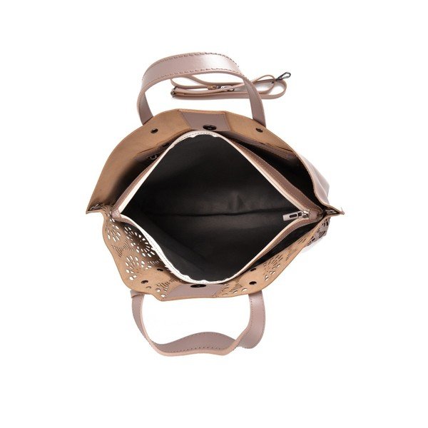 Ružičasto-bež kožna torbica Mangotti Bags Lulia-image-1