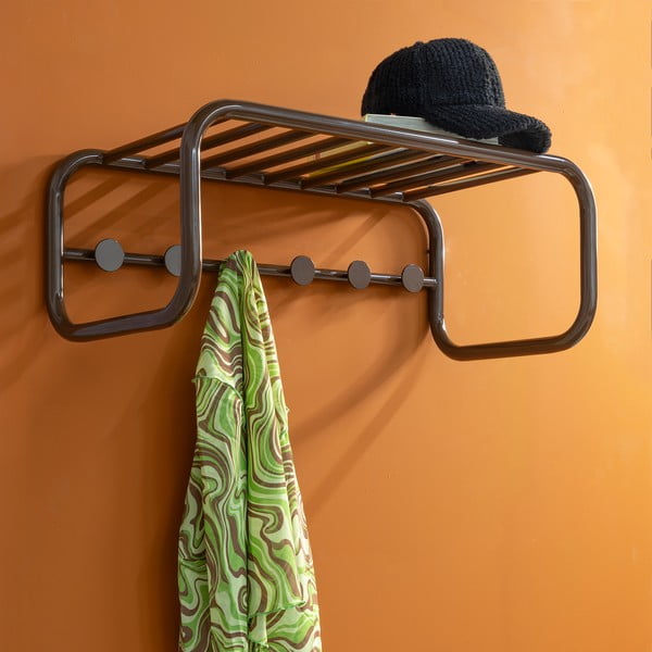 Tamno smeđa metalna zidna vješalica s policom 72 cm Retro – Spinder Design-image-4