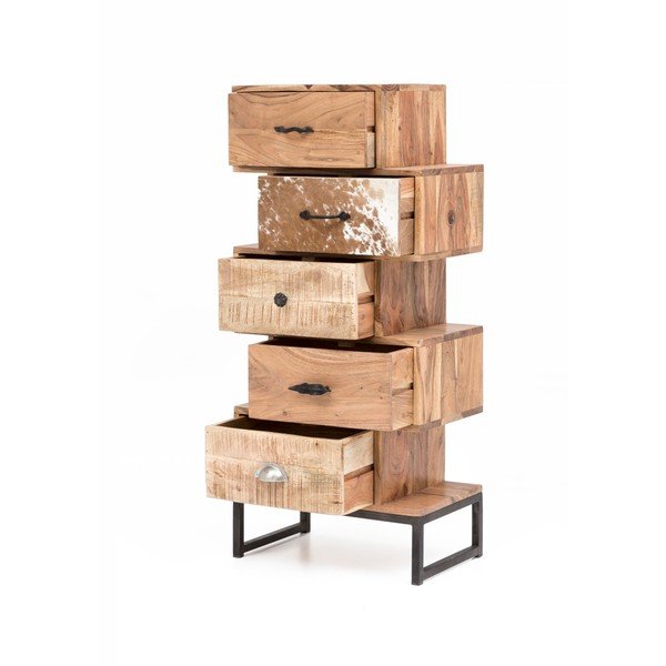 Komoda s 5 ladica od bagremovog drveta WOOX LIVING-image-2