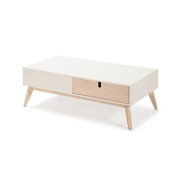 Bijeli stolić s 2 ladice i nogama od borovog drva Marckeric Kiara-image-3