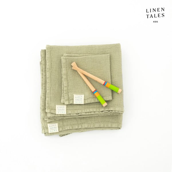 Svjetlozeleni laneni dječji ručnik 45x90 cm - Linen Tales-image-2