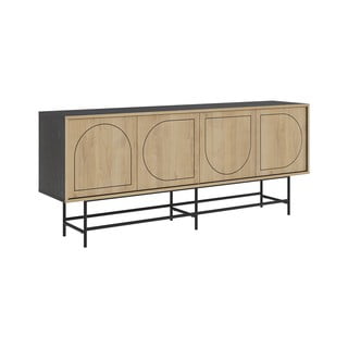 Crna/u prirodnoj boji niska komoda u dekoru hrasta 187x77,5 cm Giana – Marckeric