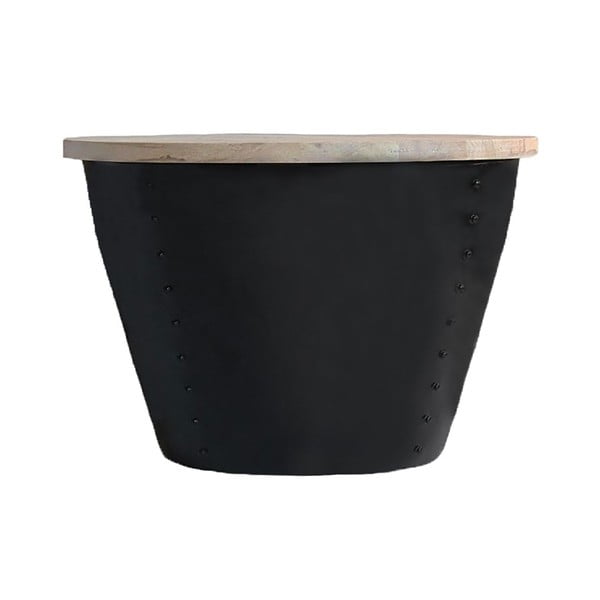 Crni pomoćni stolić s pločom od drveta manga LABEL51 Indi, ⌀ 60 cm