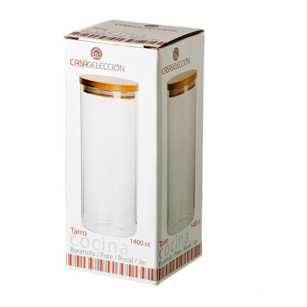 Staklena posuda s poklopcem od bambusa Casa Selección, 1,4 l-image-2