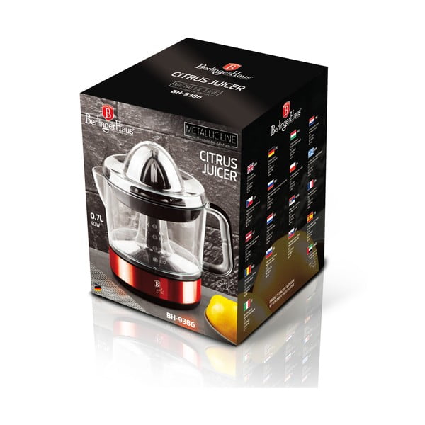 Crveno električno cjedilo za citruse Burgundy Metallic Line - BerlingerHaus-image-3