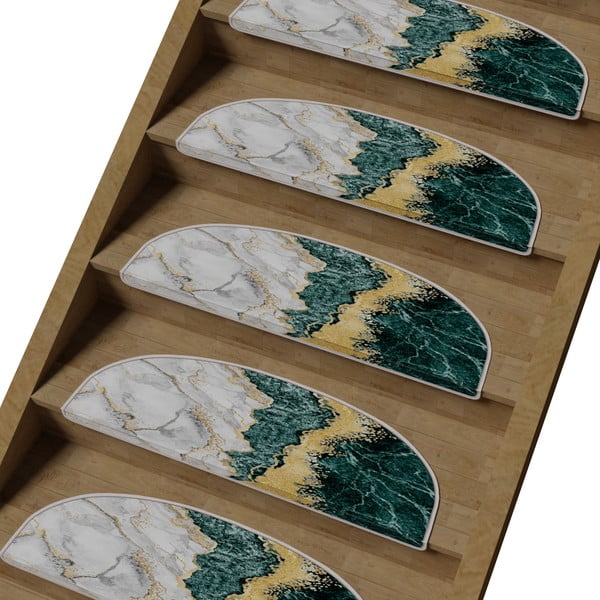 Petrolej zeleni/krem set tepiha za stepenice 16 kom 20x65 cm Golden Marble – Vitaus-image-1