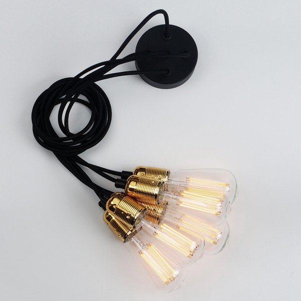 Petodijelna viseća lampa s detaljima u boji zlata Bulb Uno Attack-image-4