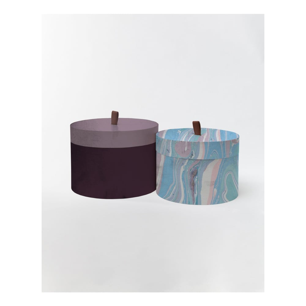 Set od 2 okrugle baršunaste kutije za pohranu Velvet Atelier Marble