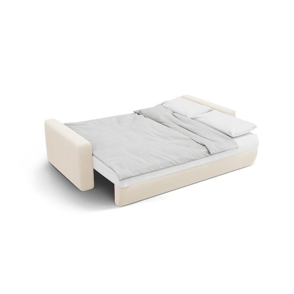 Bež baršunasti sklopiva/s prostorom za odlaganje sofa 238 cm Belfast – Cosmopolitan Design-image-4