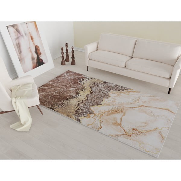 Konjak smeđe-krem perivi tepih 80x50 cm - Vitaus-image-1