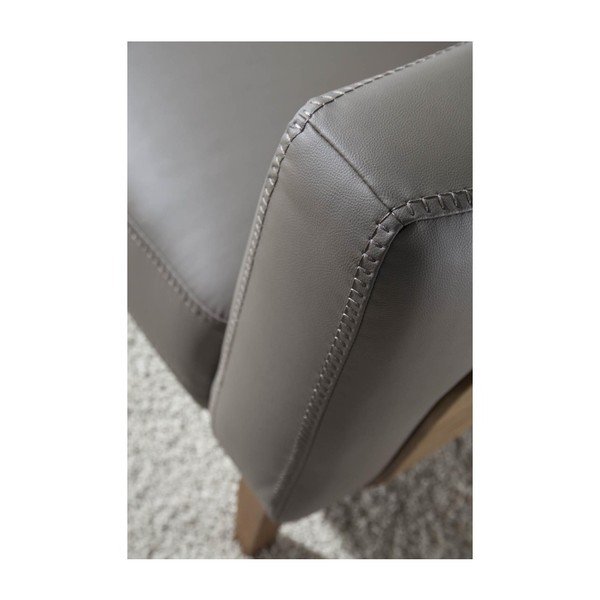 Siva sofa od kože i drveta Ángel Cerdá, 209 cm-image-4