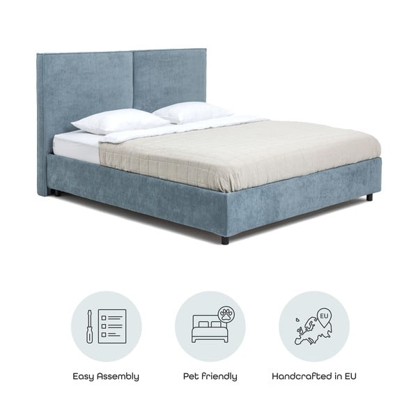 Plavi tapecirani bračni krevet s podnicom i prostorom za odlaganje 180x200 cm Myra Bold – Bonami Selection-image-4