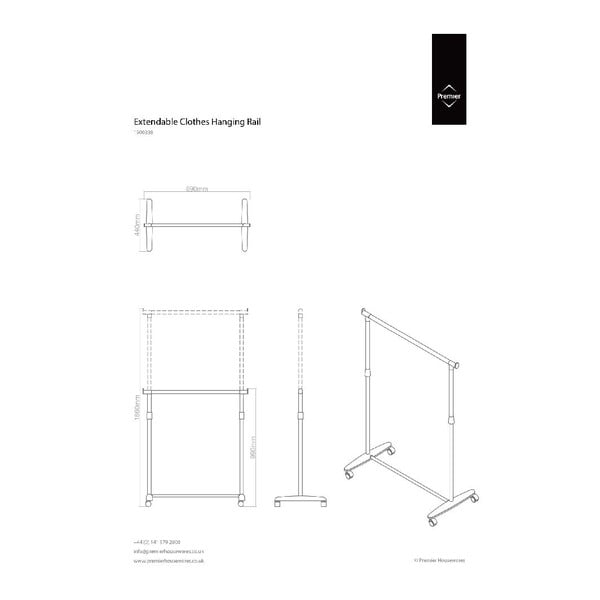 Metalni teleskopski/mobilni stalak za odjeću u srebrnoj boji – Premier Housewares-image-4