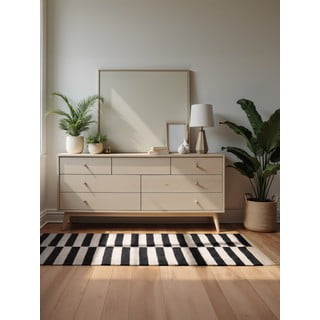 Crno-bijeli obostrani/ručno rađen vuneni tepih 80x150 cm Donna – Hanse Home