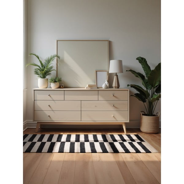 Crno-bijeli obostrani/ručno rađen vuneni tepih 80x150 cm Donna – Hanse Home-image-1