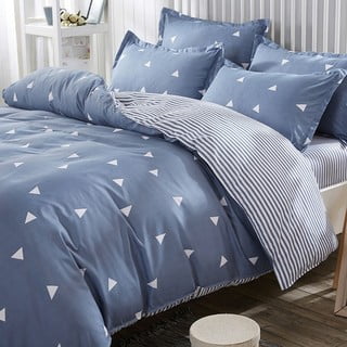 Pamučna posteljina s plahtom Ucgen Blue, 200 x 220 cm
