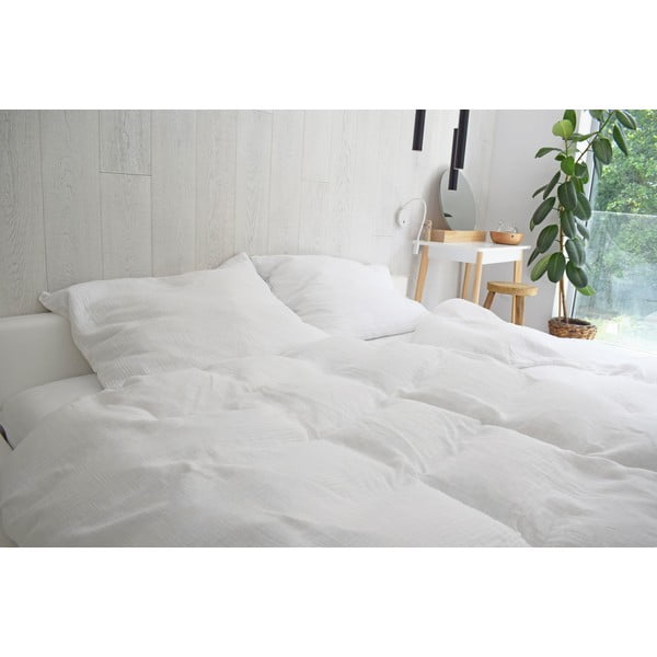 Bijela posteljina za bračni krevet od muslina 200x200 cm Plain Muslin – Butter Kings-image-1