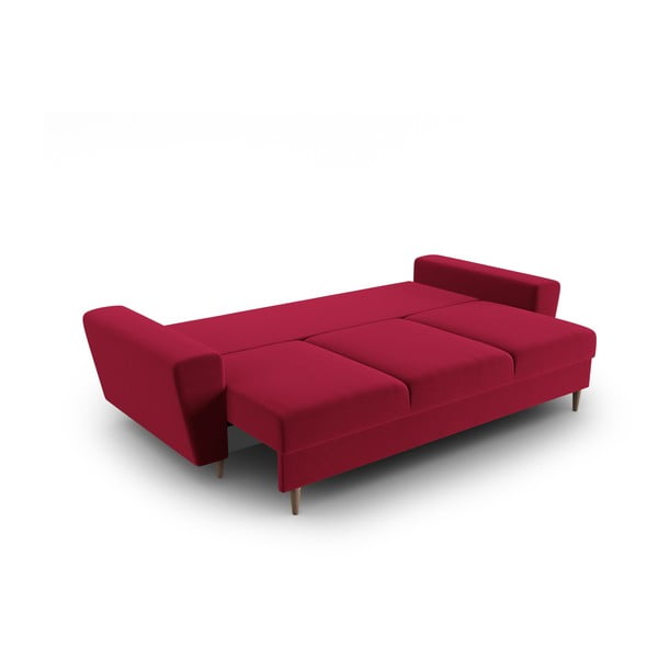 Crvena baršunasti sklopiva/s prostorom za odlaganje sofa 235 cm Kyoto – Cosmopolitan Design-image-2