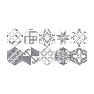Set od 10 podnih samoljepljivih naljepnica Ambiance Hexagons Tristano, 20 x 18 cm