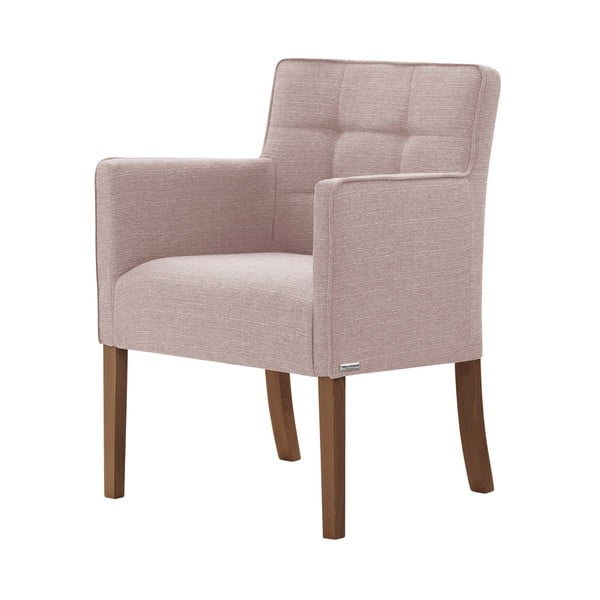 Svijetlo ružičasta stolica s tamnosmeđim bukovim nogama Ted Lapidus Maison Freesia