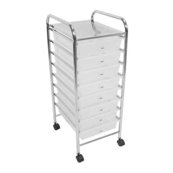 Bijeli/u srebrnoj boji plastični regal na kotačima 33x83 cm – Premier Housewares