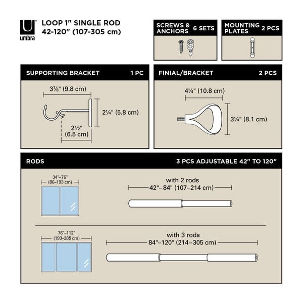Željezna proširiva karniša 107 - 305 cm Loop – Umbra-image-4