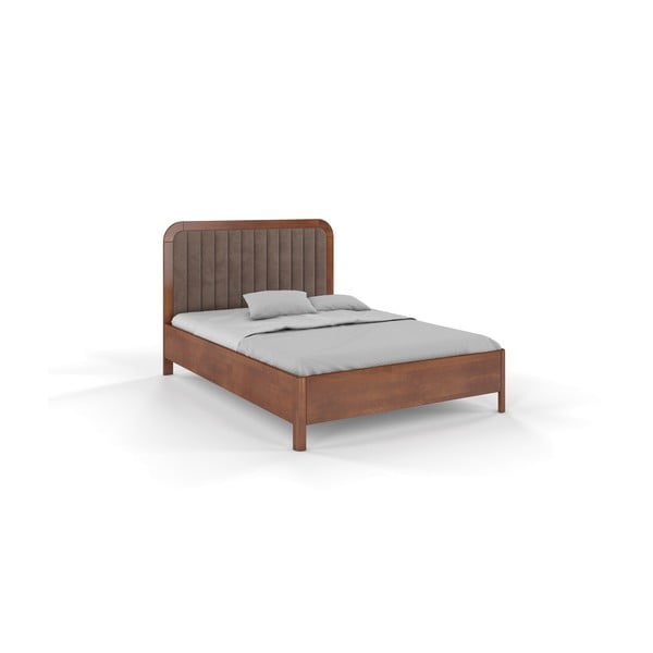 Smeđi bračni krevet od masivne bukve 160x200 cm Modena – Skandica