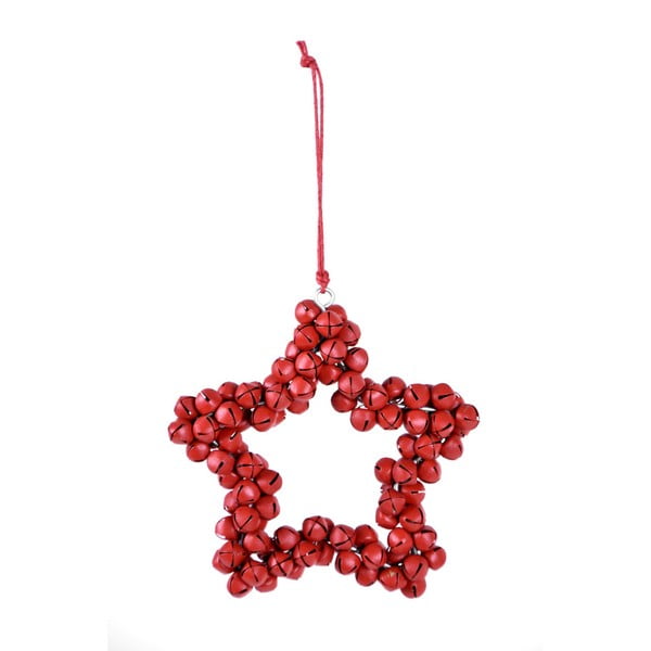 Crvena viseća ukrasna zvijezda od metalnih zvona Ego Dekor Bells, visina 9,5 cm