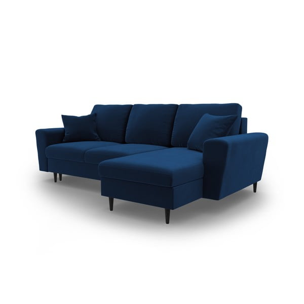 Plava baršunasti sklopiva/s prostorom za odlaganje kutna garnitura Kyoto – Cosmopolitan Design-image-4