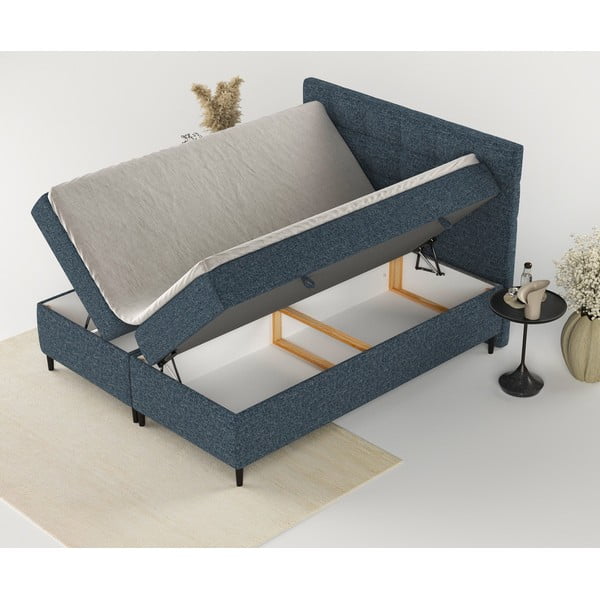 Tamno plavi boxspring krevet s prostorom za pohranu 160x200 cm Urbaneo – Maison de Rêve-image-2