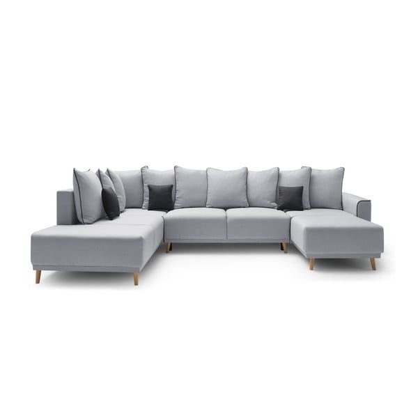 Sivi kauč na razvlačenje za "U" Bobochic Paris Panoramique XXL Pier, desni kut