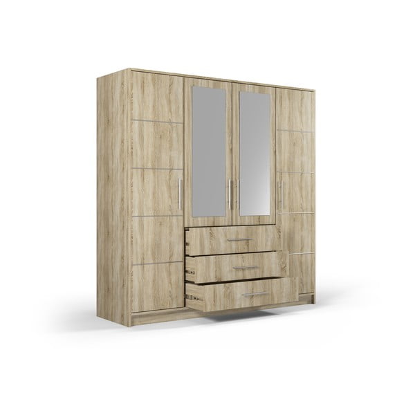 Ormar u dekoru hrasta sa ogledalom 196x200 cm Derry - Cosmopolitan Design-image-4