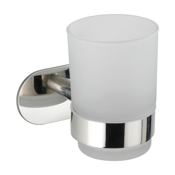 Bijela zidna čaša za četkice za zube s držačem od nehrđajućeg čelika Wenko Uno Bosio Turbo-Loc®