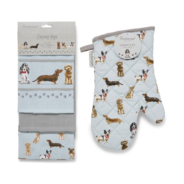 Ručnici i rukavica u setu 4 kom Curious Dogs – Cooksmart ®