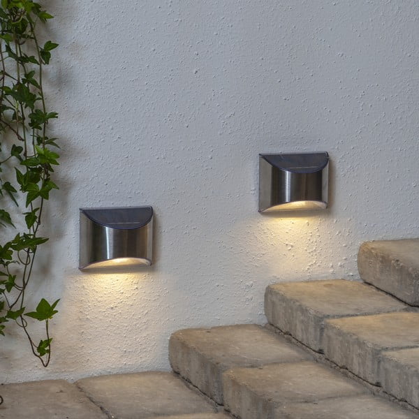Set od 2 zidne LED svjetiljke od nehrđajućeg čelika Star Trading Wally, visina 8 cm