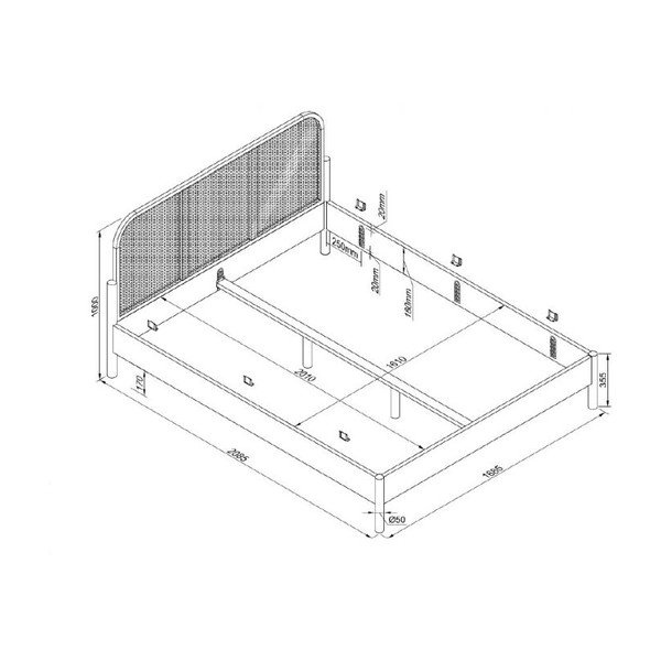 Bračni krevet od punog hrasta bez podnice 160x200 cm u prirodnoj boji Olive Rotan – Vipack-image-3