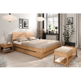 Bračni krevet od punog hrasta 160x200 cm u prirodnoj boji Twig – The Beds